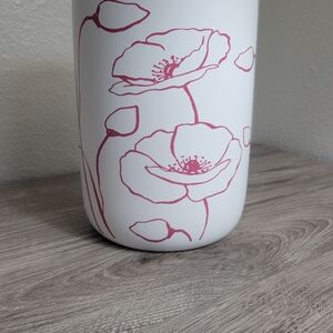 Floral White and Red Vase/planter